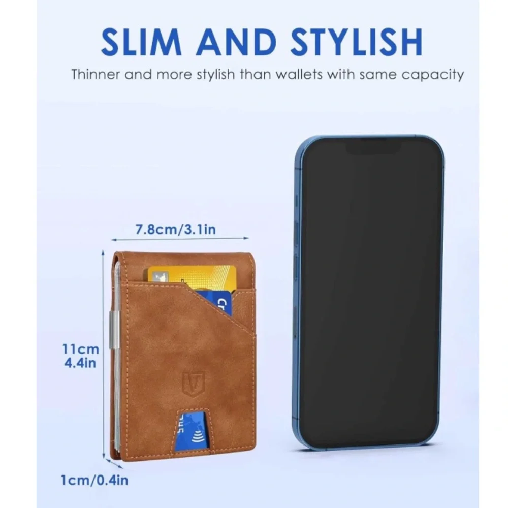 Vootai Slim Wallet RFID Blocking Minimalist Wallet Money Clip Credit Card Holder